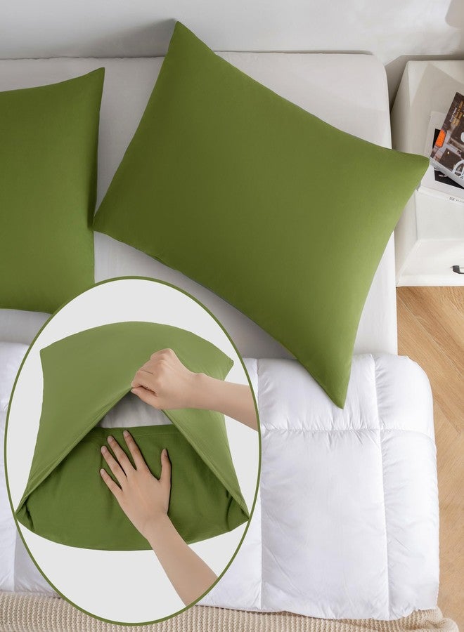 JELLYMONI Christams Pillowcases Standard Set of 2 Cotton Envelope Pillow Covers Avocado Green 20×26in Bed Pillow Cases 100% Washed Cotton Soft Breathable (Pillows are not Included) - Image 4